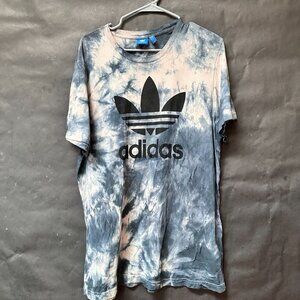 Adidas Tie Dyed Cotton Tee Shirt  Black Tied Dyed Blue Size XL Extra Large Pink